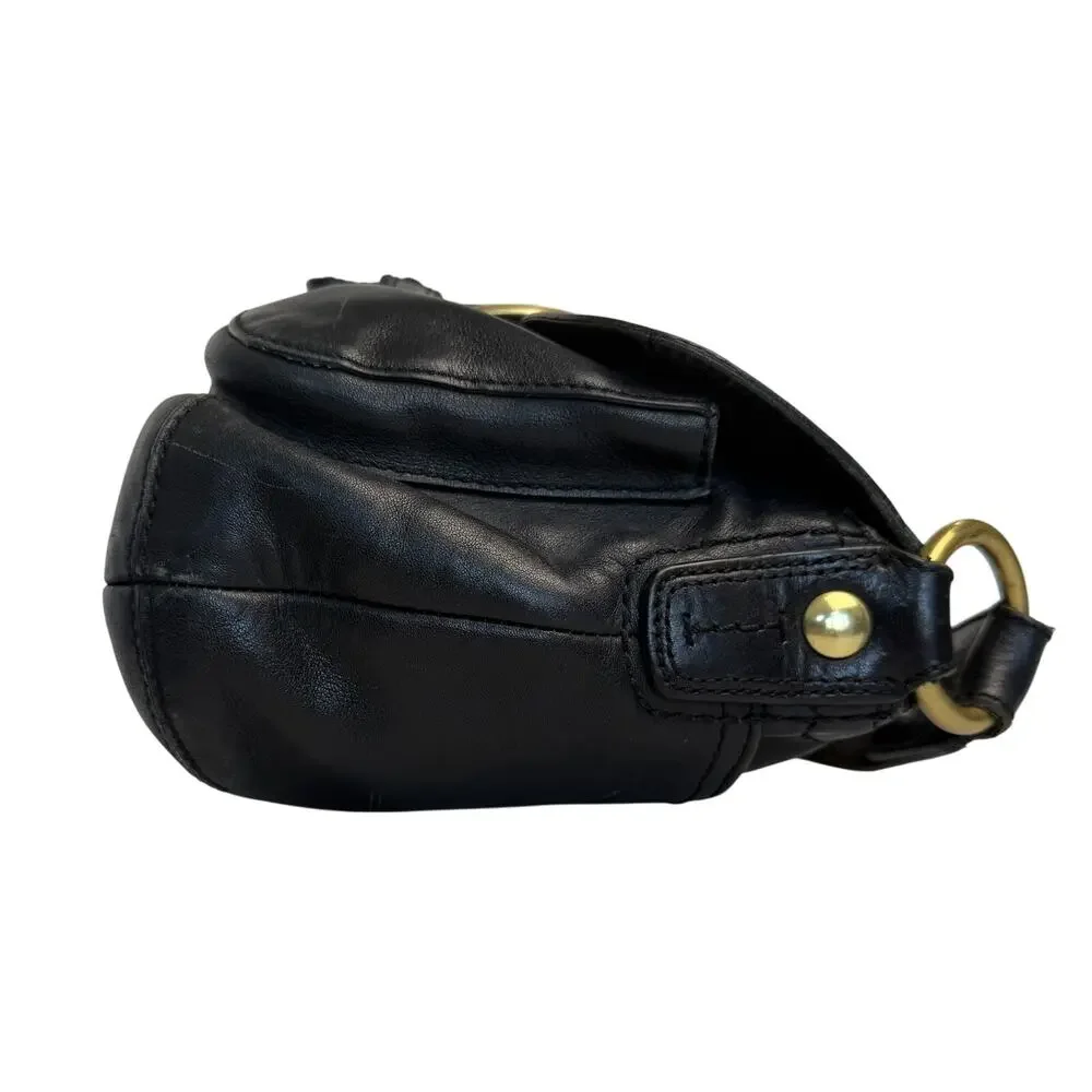 Vintage Coach Legacy 11842 Black Leather Buckle Flap Shoulder Soho Bag Y2K